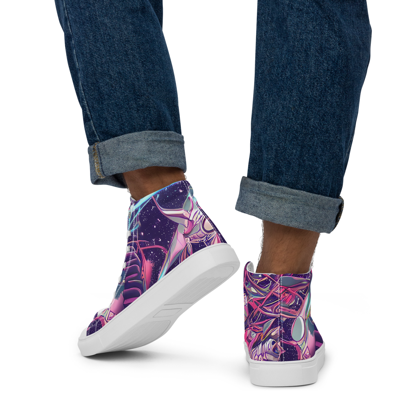 Men's High Top Canvas Shoes - Neo-Tokyo Twirl