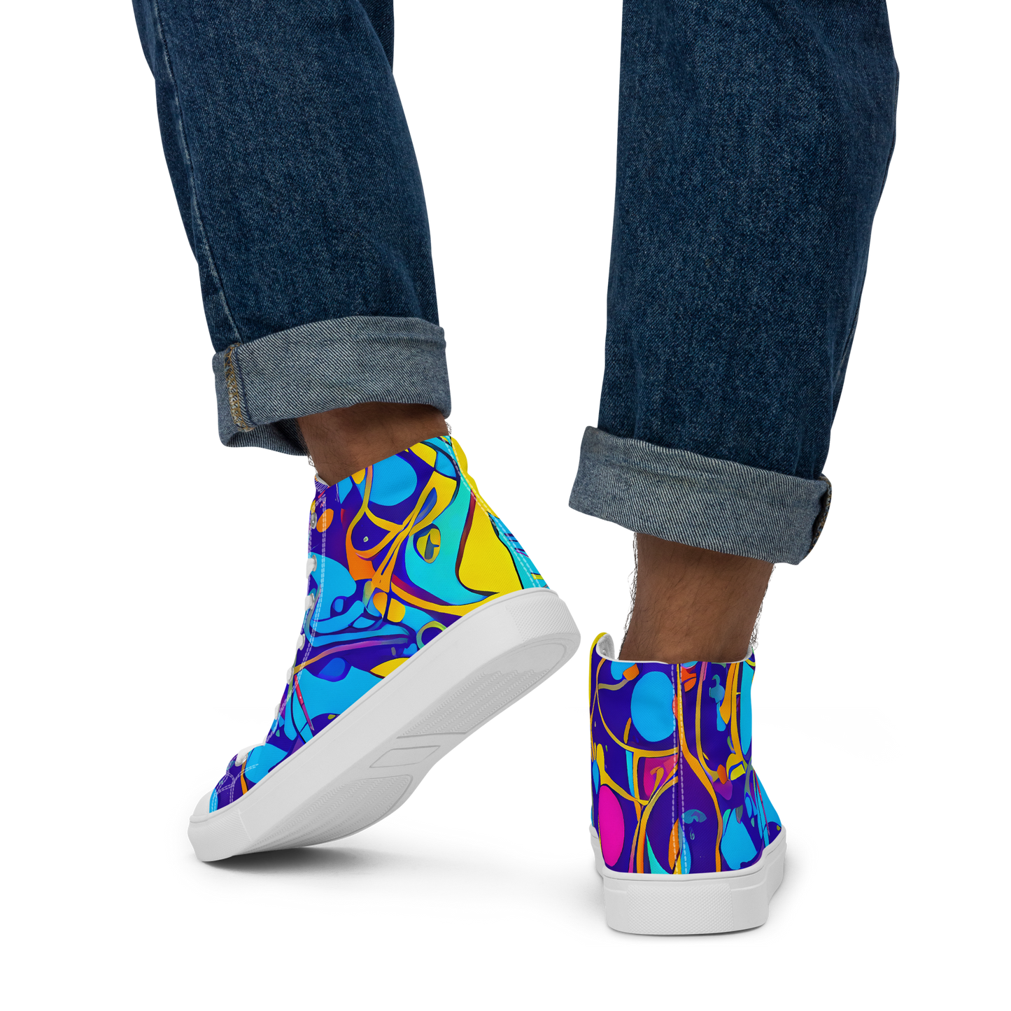 Men's High Top Canvas Shoes - Spectral Tangle