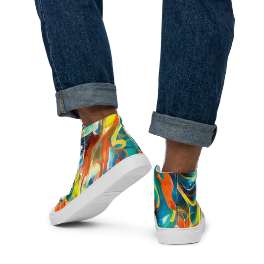 Men's High Top Canvas Shoes - Cecily’S Swirl