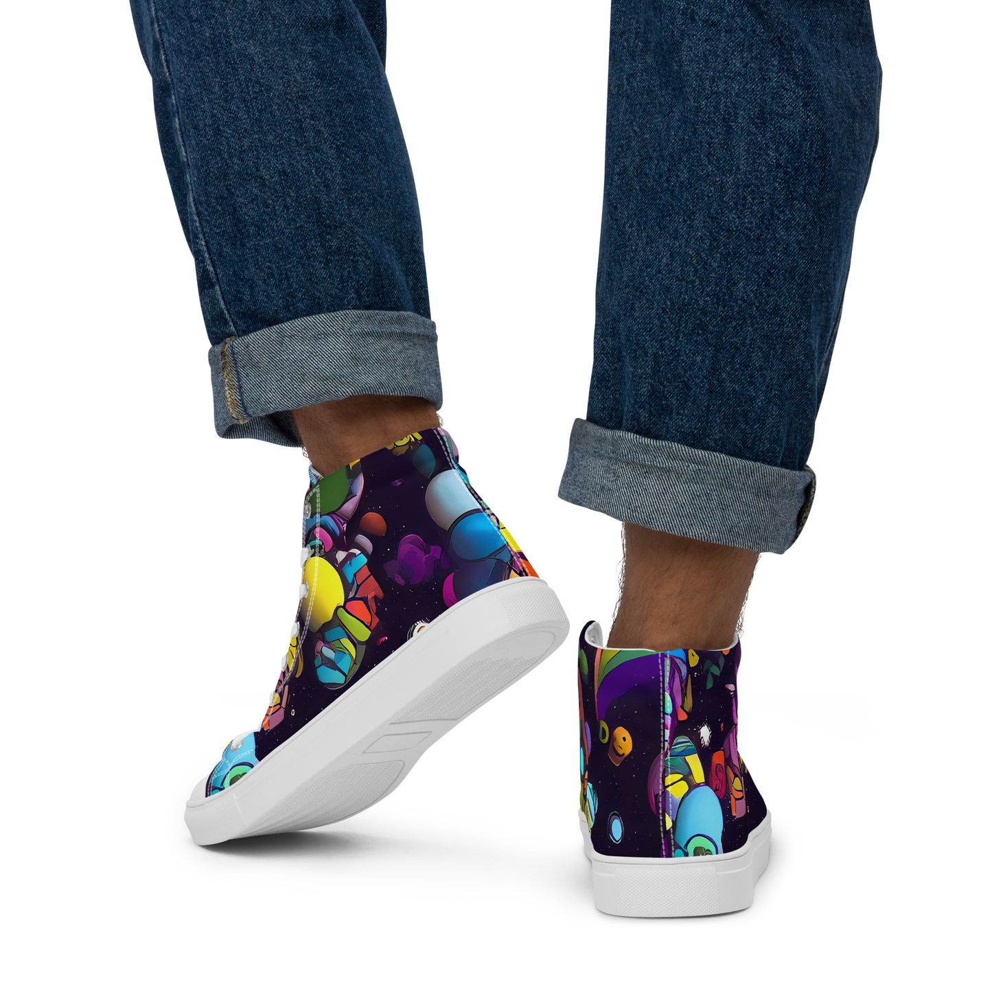 Men's High Top Canvas Shoes - Galactic Playground