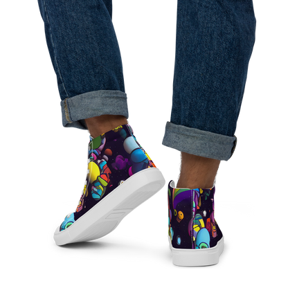 Men's High Top Canvas Shoes - Galactic Playground