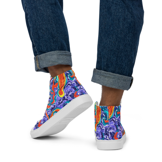 Men's High Top Canvas Shoes - Galactic Waves