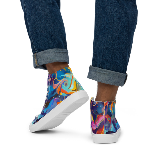 Men's High Top Canvas Shoes - Whimsical Fusion