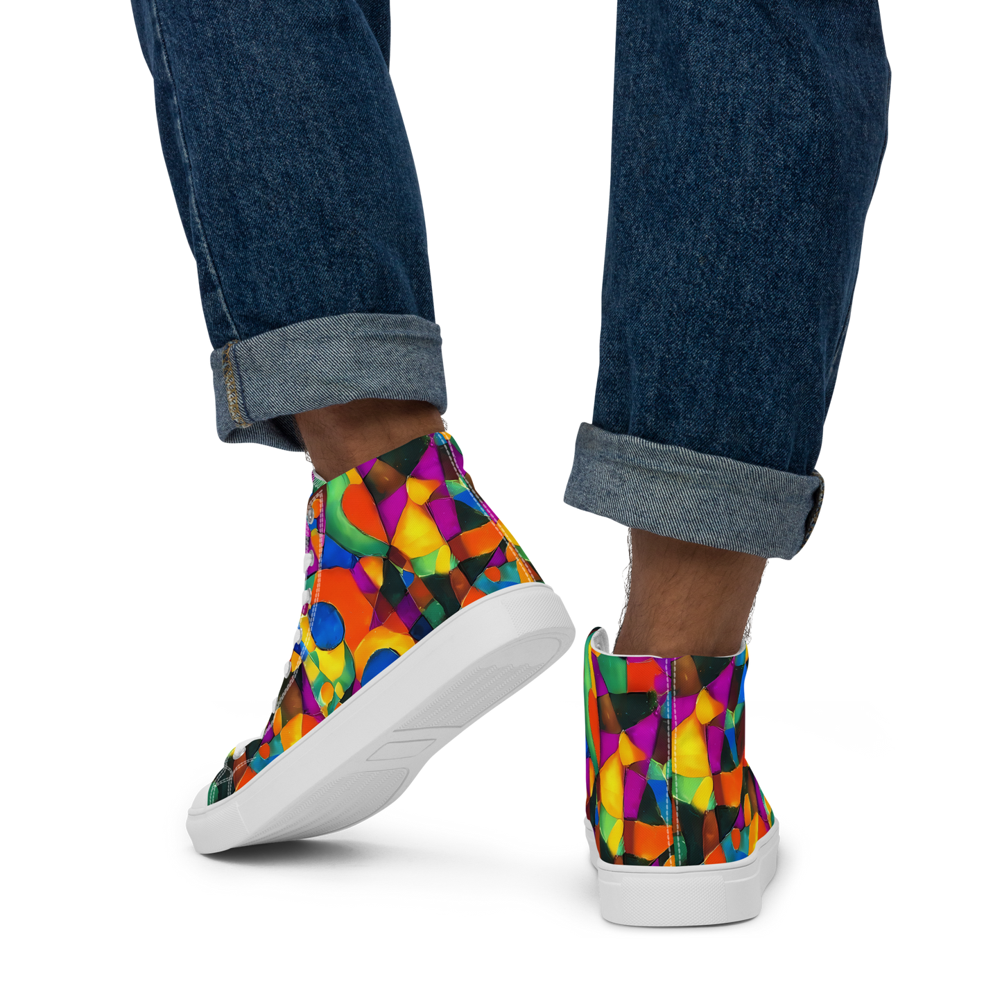 Men's High Top Canvas Shoes - Galactic Jigsaw