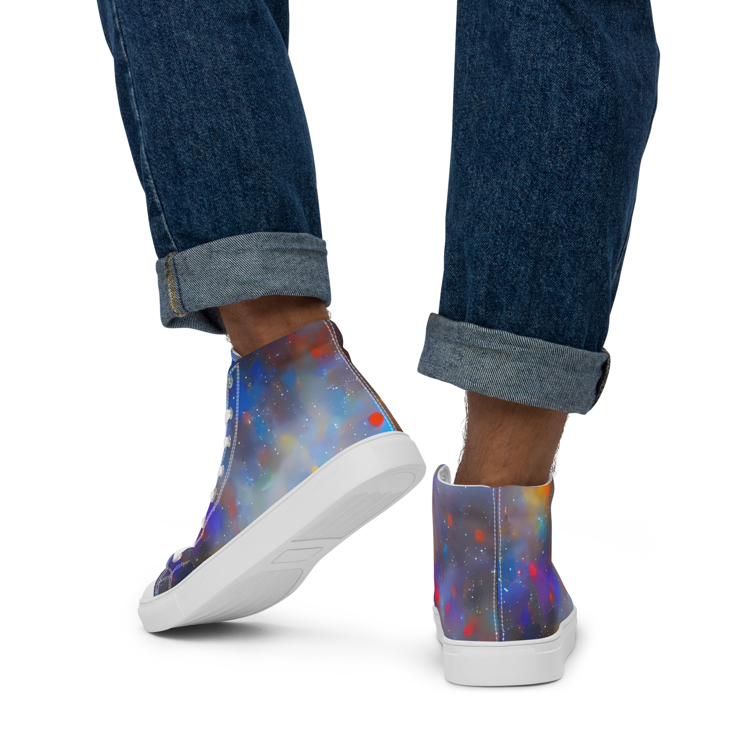 Men's High Top Canvas Shoes - Impressionist Drift