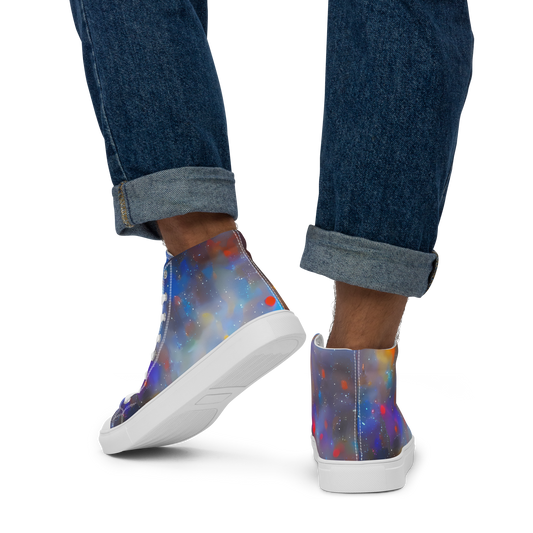 Men's High Top Canvas Shoes - Impressionist Drift