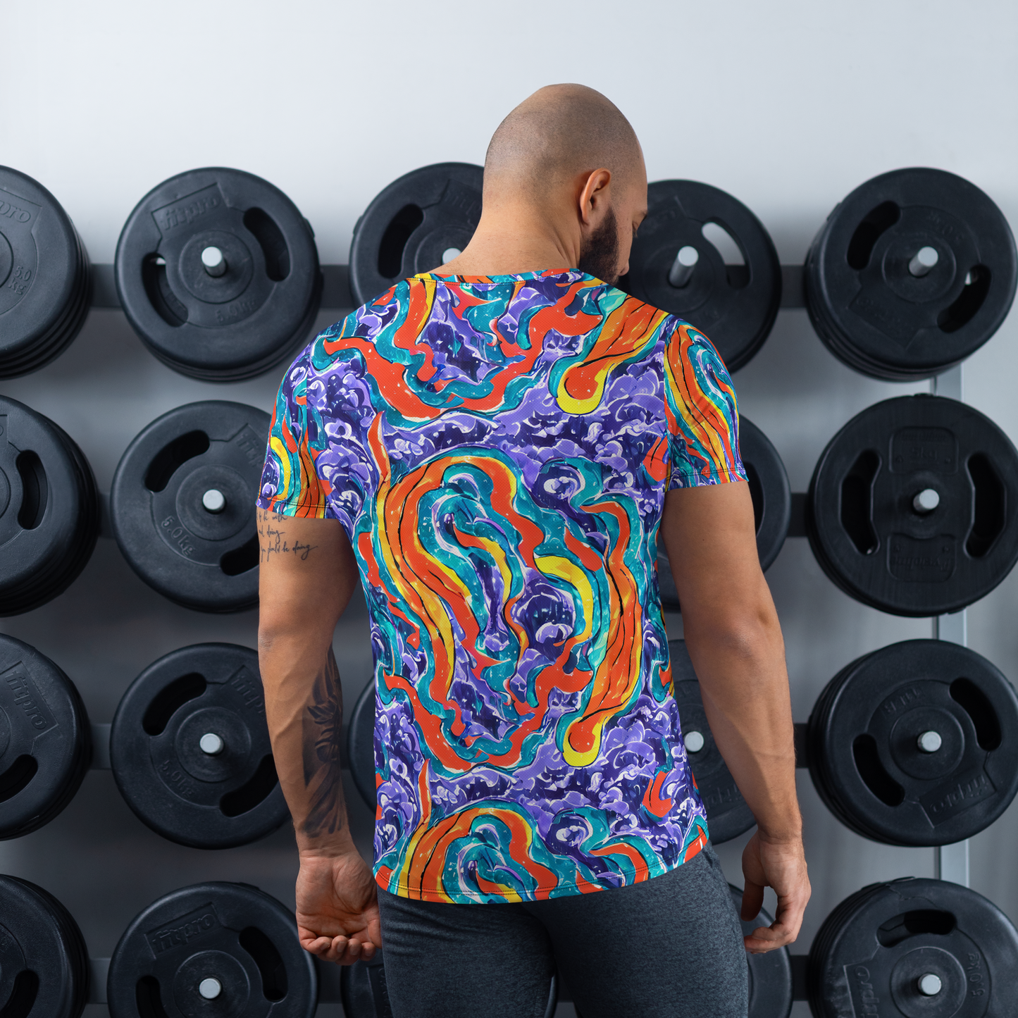 Men's Athletic T-Shirt - Galactic Waves