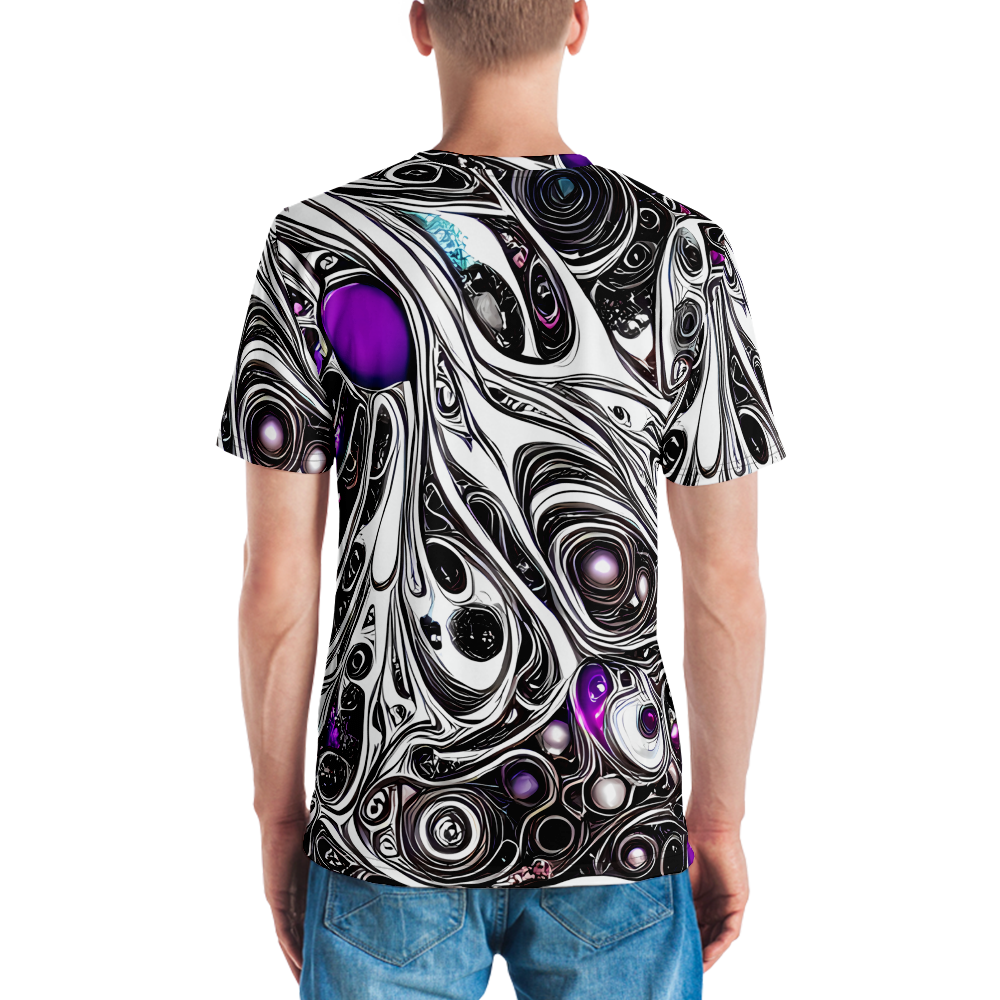 Men's Crew Neck T-Shirt - Neo-Noir Waves