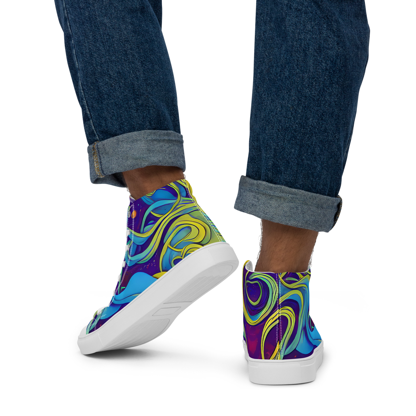 Men's High Top Canvas Shoes - Stellar Swirls