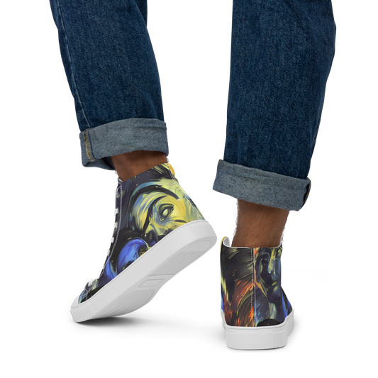 Men's High Top Canvas Shoes - Cosmic Visages