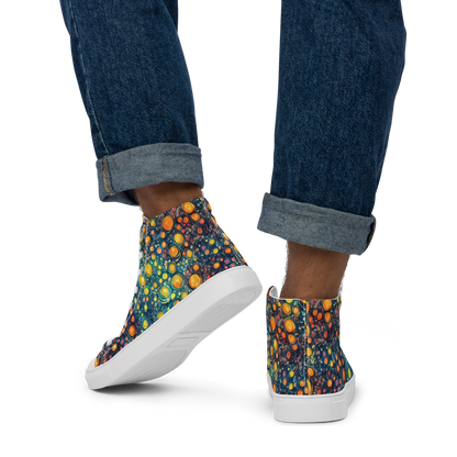 Men's High Top Canvas Shoes - Starry Orbits