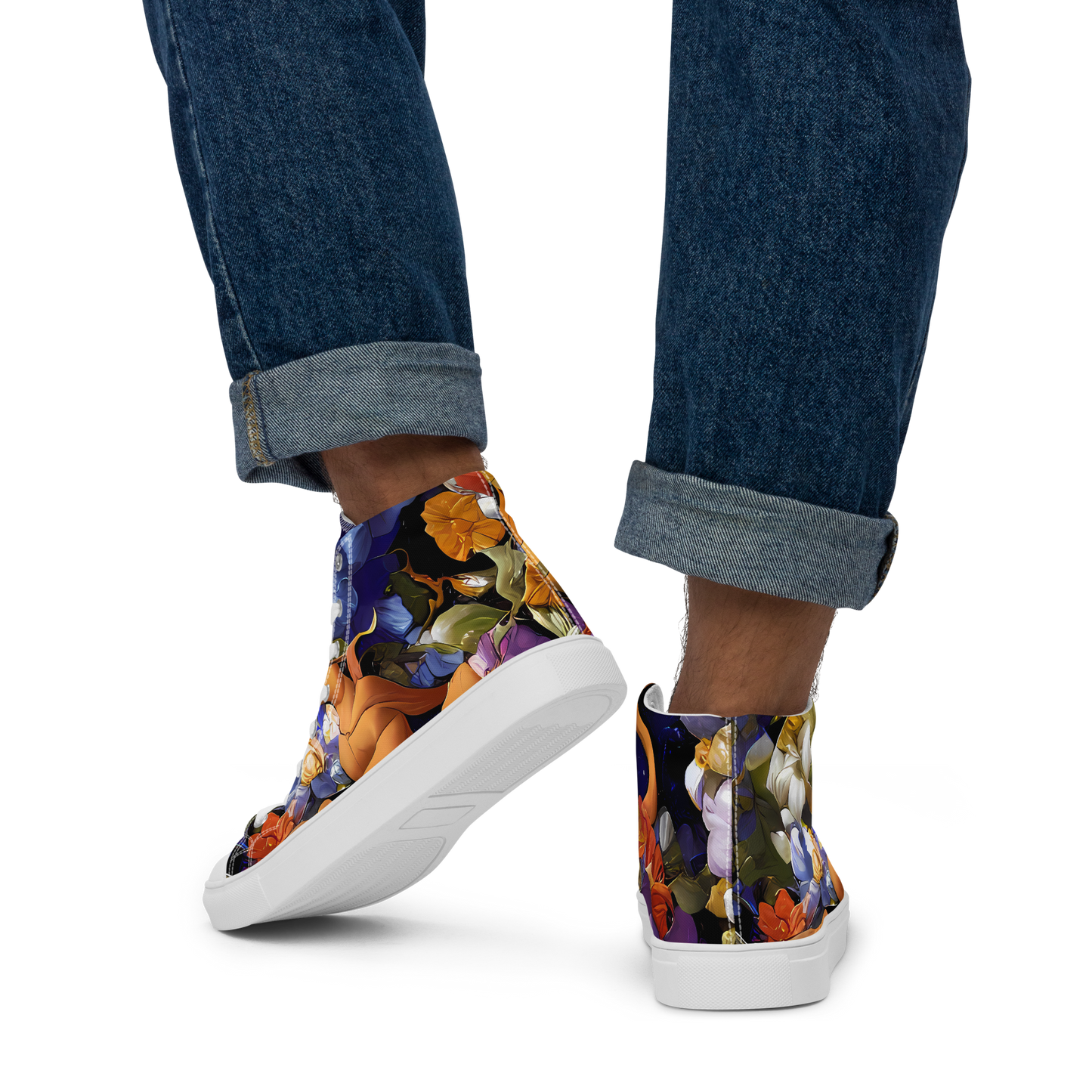 Men's High Top Canvas Shoes - Blooming Cosmos