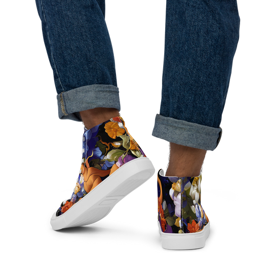 Men's High Top Canvas Shoes - Blooming Cosmos