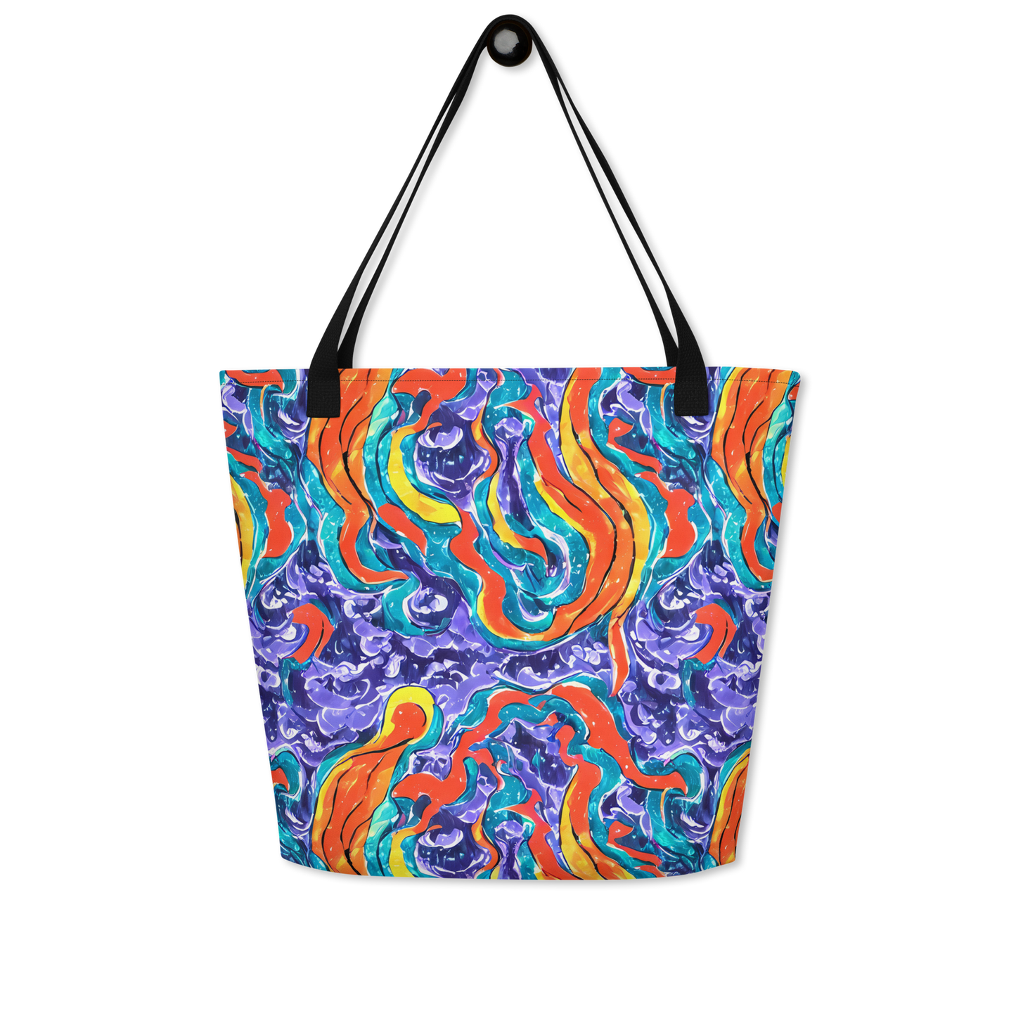 Large Tote Bag w/ Pocket - Galactic Waves