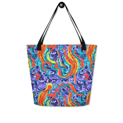 Large Tote Bag w/ Pocket - Galactic Waves