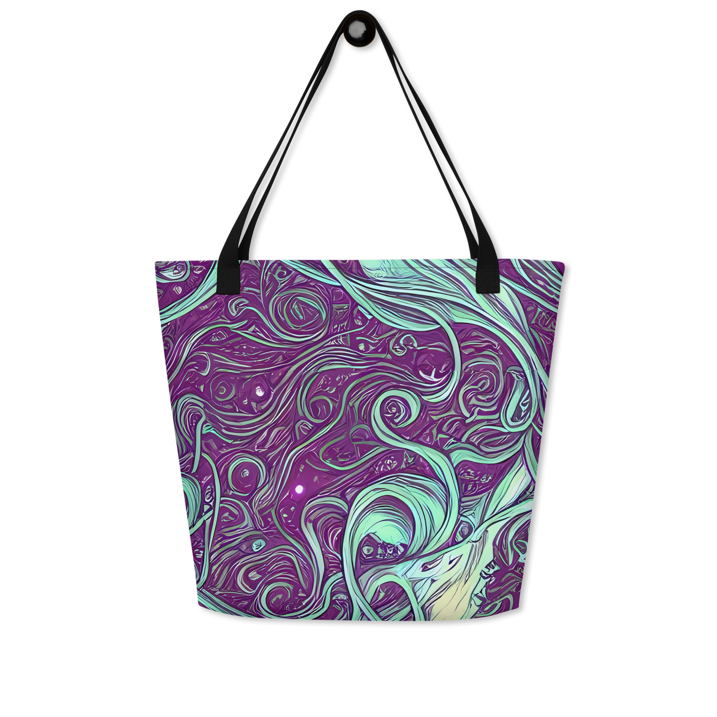 Large Tote Bag w/ Pocket - Temple Swirls