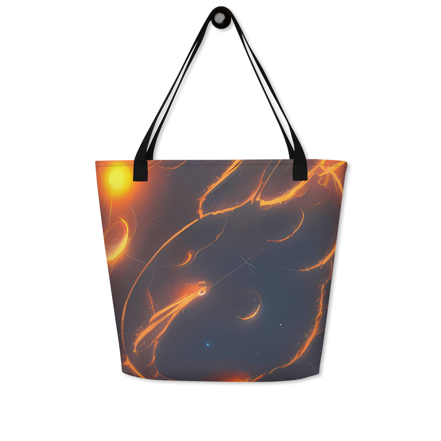 Large Tote Bag w/ Pocket - Inferno Spirals