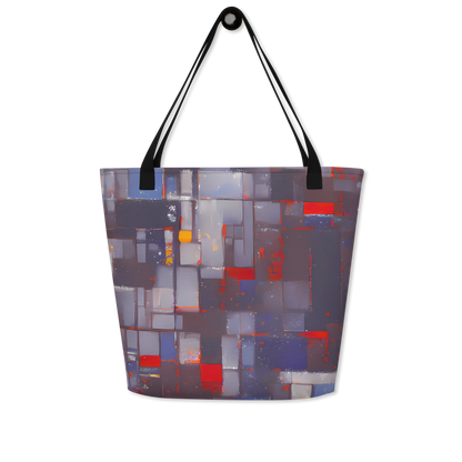 Large Tote Bag w/ Pocket - Cubist Rhythm