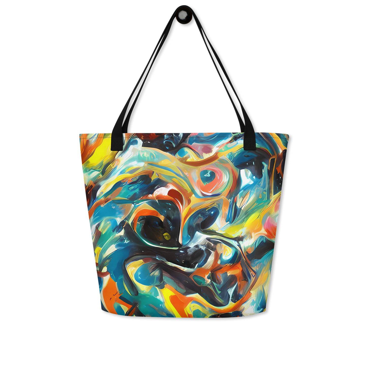 Large Tote Bag w/ Pocket - Chromatic Vortex