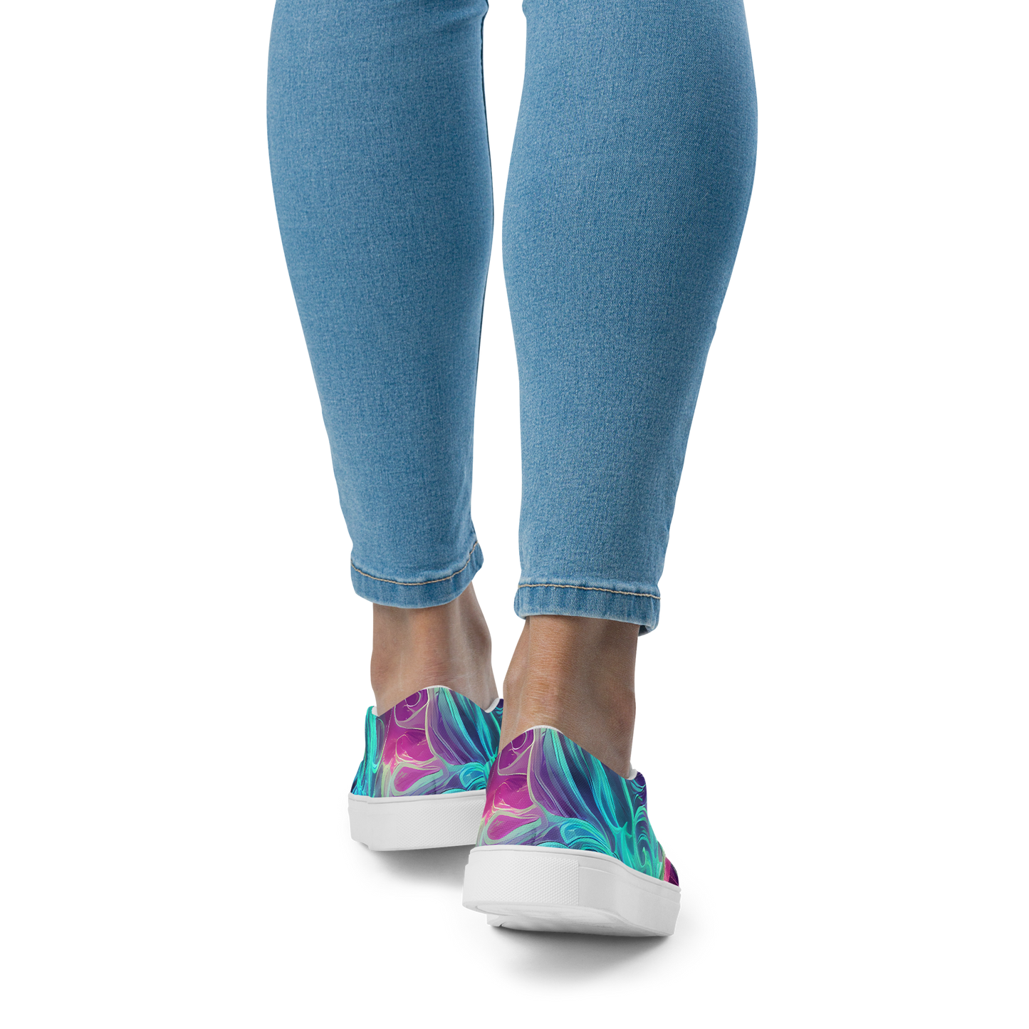 Women's Slip-On Canvas Shoes - Galactic Bloom