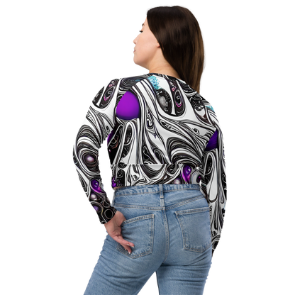 Long Sleeve Crop Top - Neo-Noir Waves