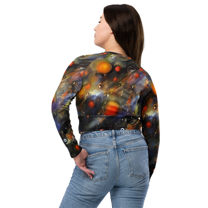 Long Sleeve Crop Top - Brushstroke Blaze