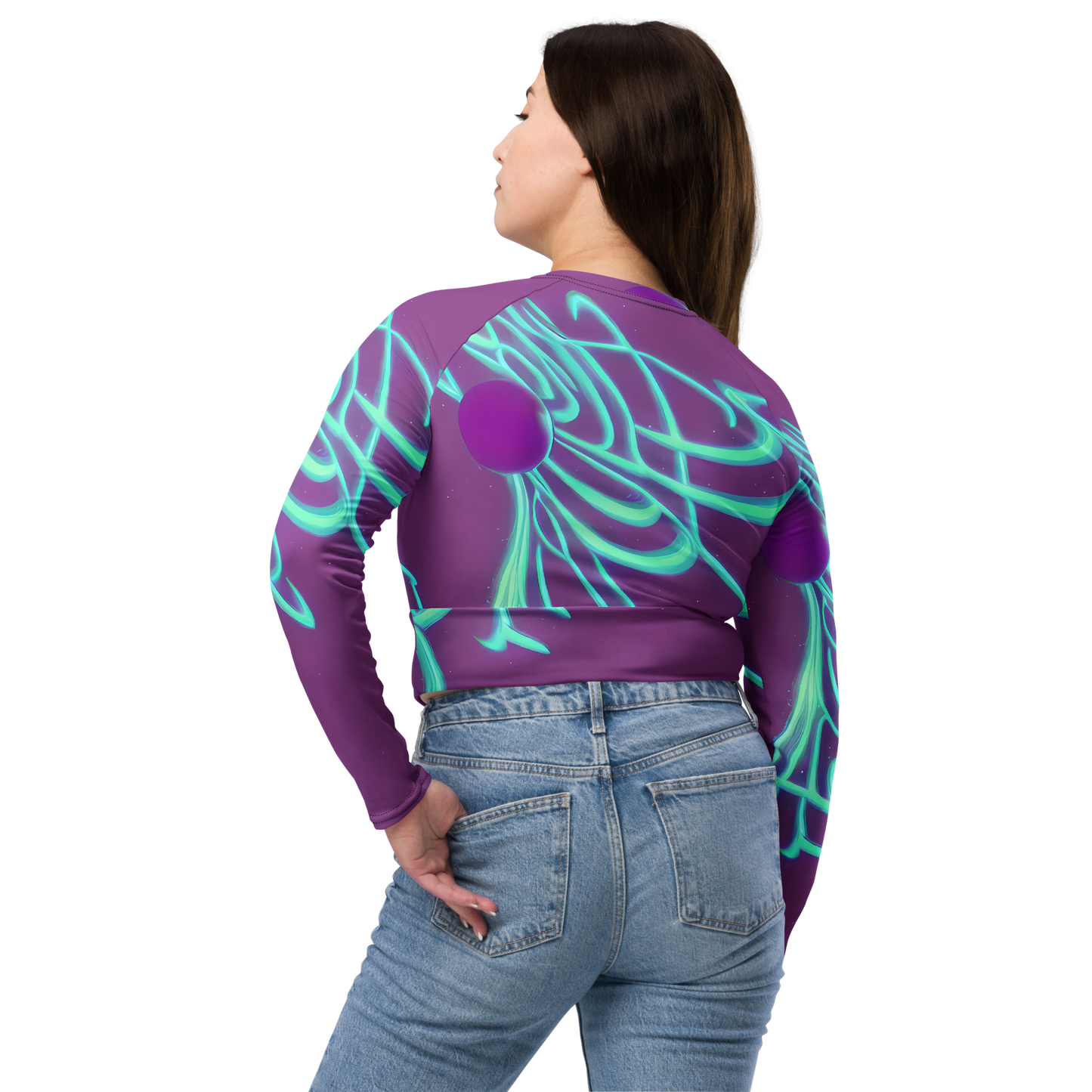 Long Sleeve Crop Top - Neon Drift