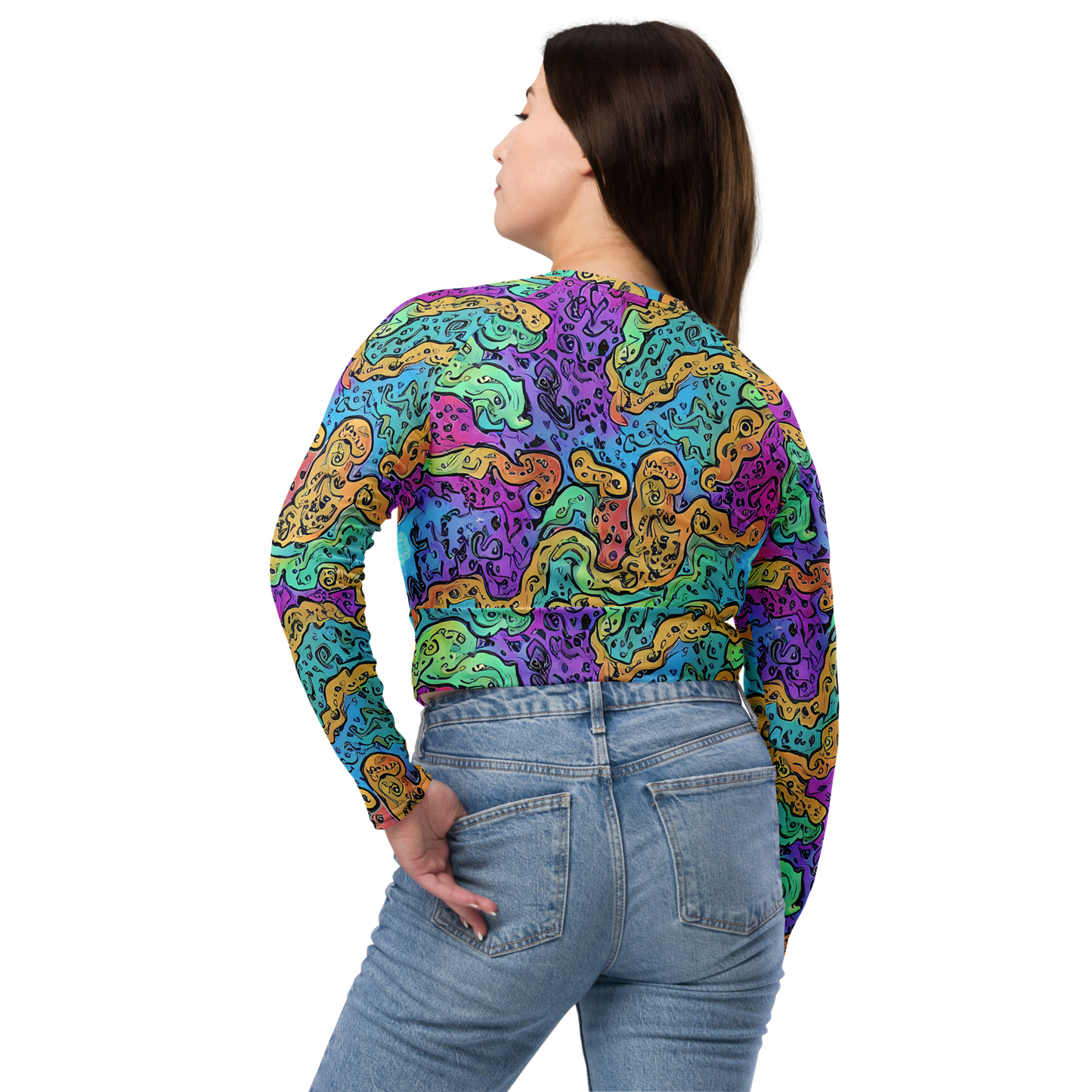 Long Sleeve Crop Top - Intergalactic Graffiti