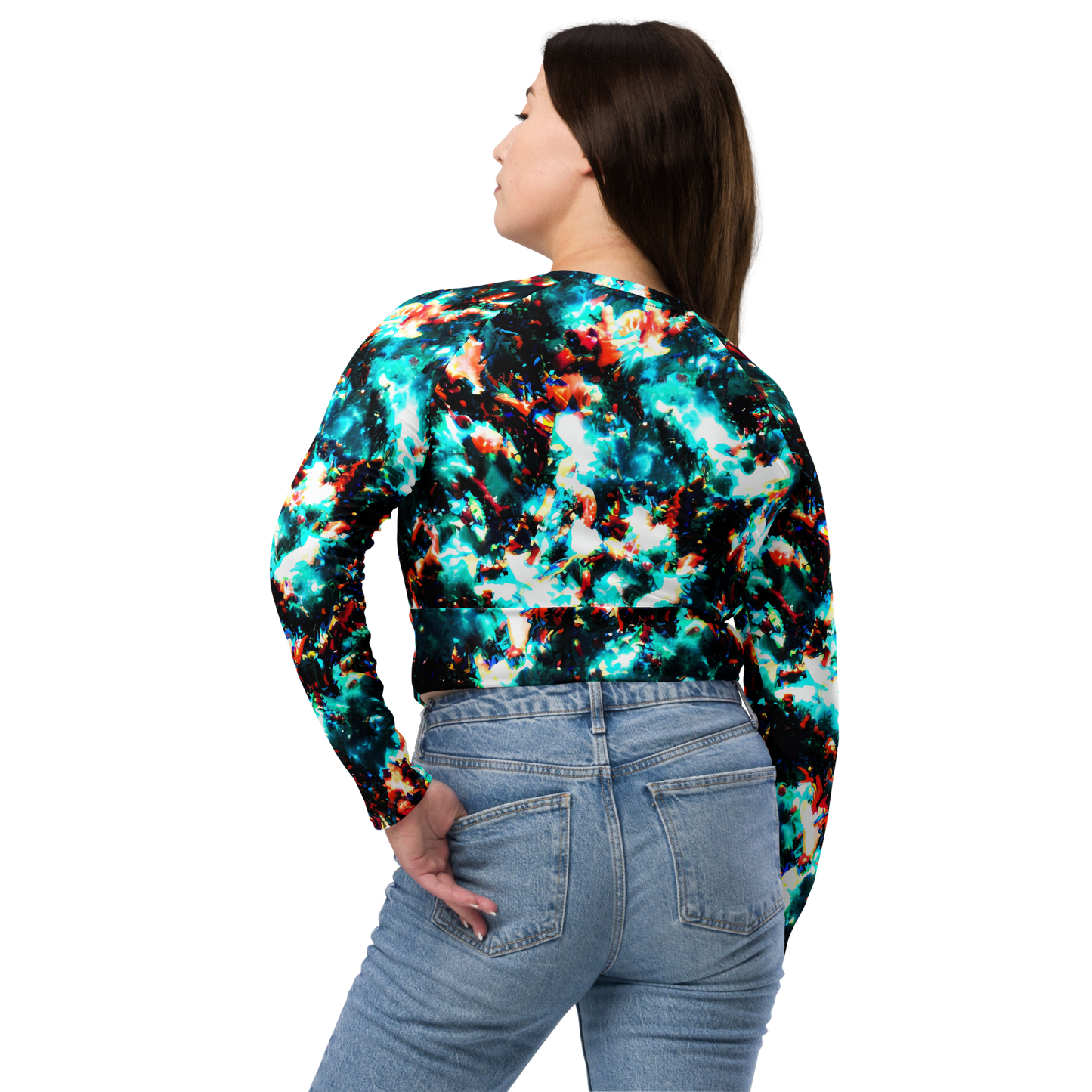 Long Sleeve Crop Top - Whirlpool Dream