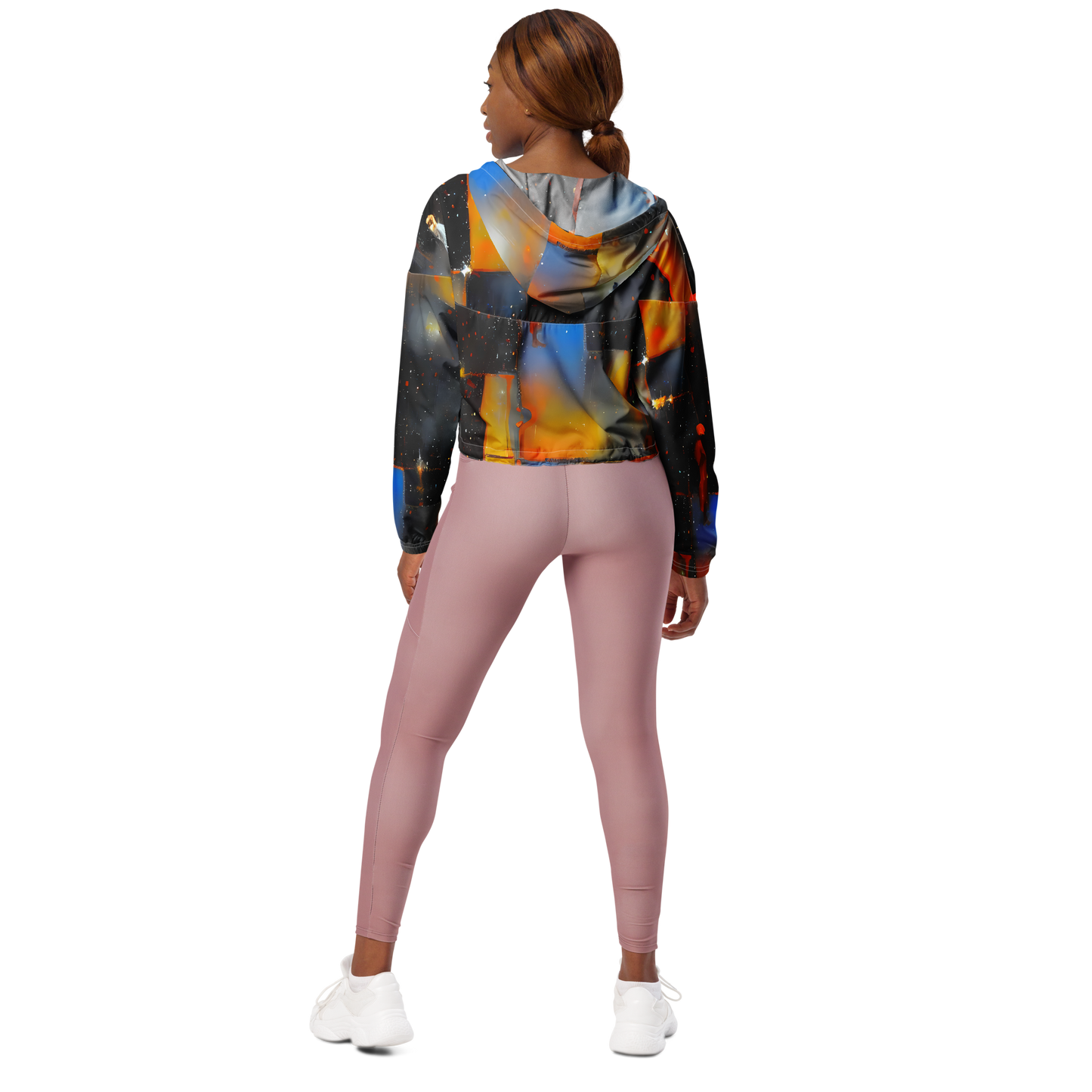 Women's Cropped Windbreaker - Monet's Matrix