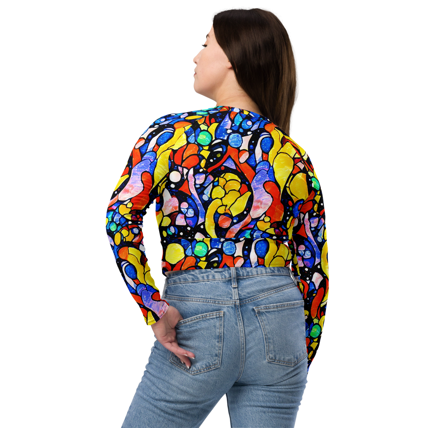 Long Sleeve Crop Top - Supernova Symphony