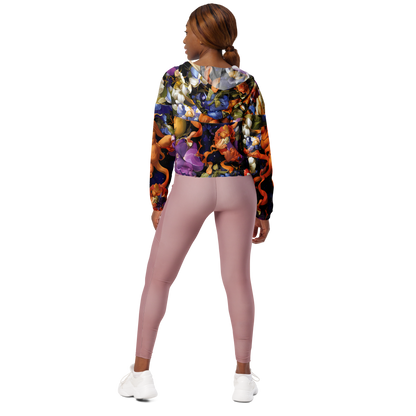 Women's Cropped Windbreaker - Blooming Cosmos