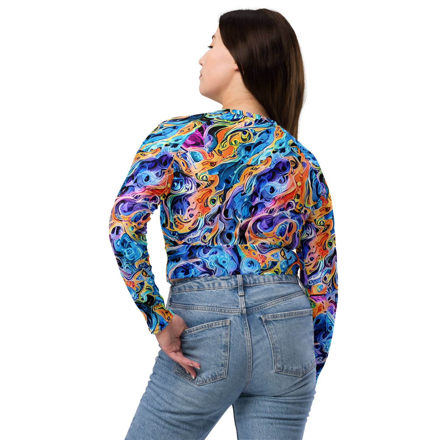 Long Sleeve Crop Top - Rococo Vortex