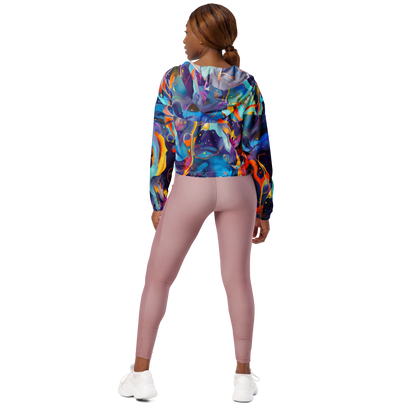 Women's Cropped Windbreaker - Whimsical Fusion