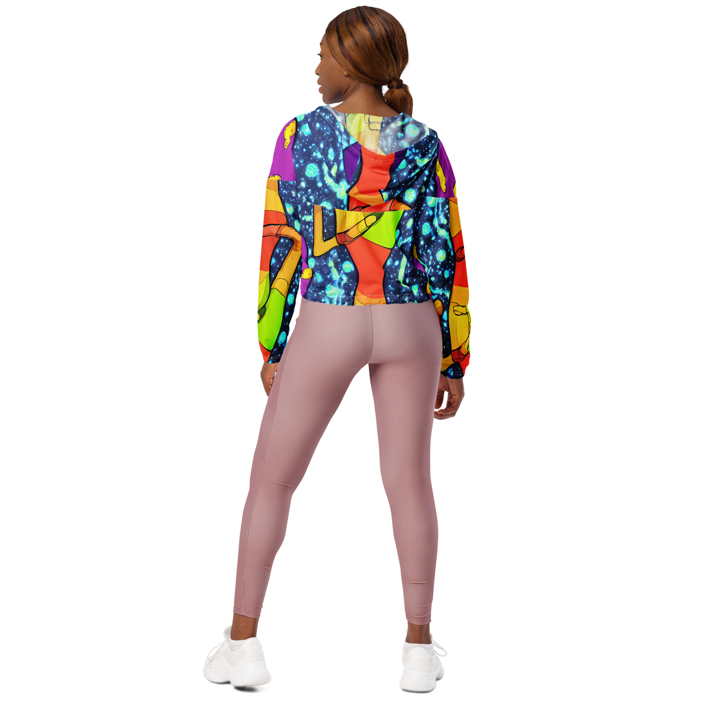 Women's Cropped Windbreaker - Cosmic Siblings