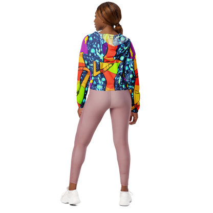 Women's Cropped Windbreaker - Cosmic Siblings