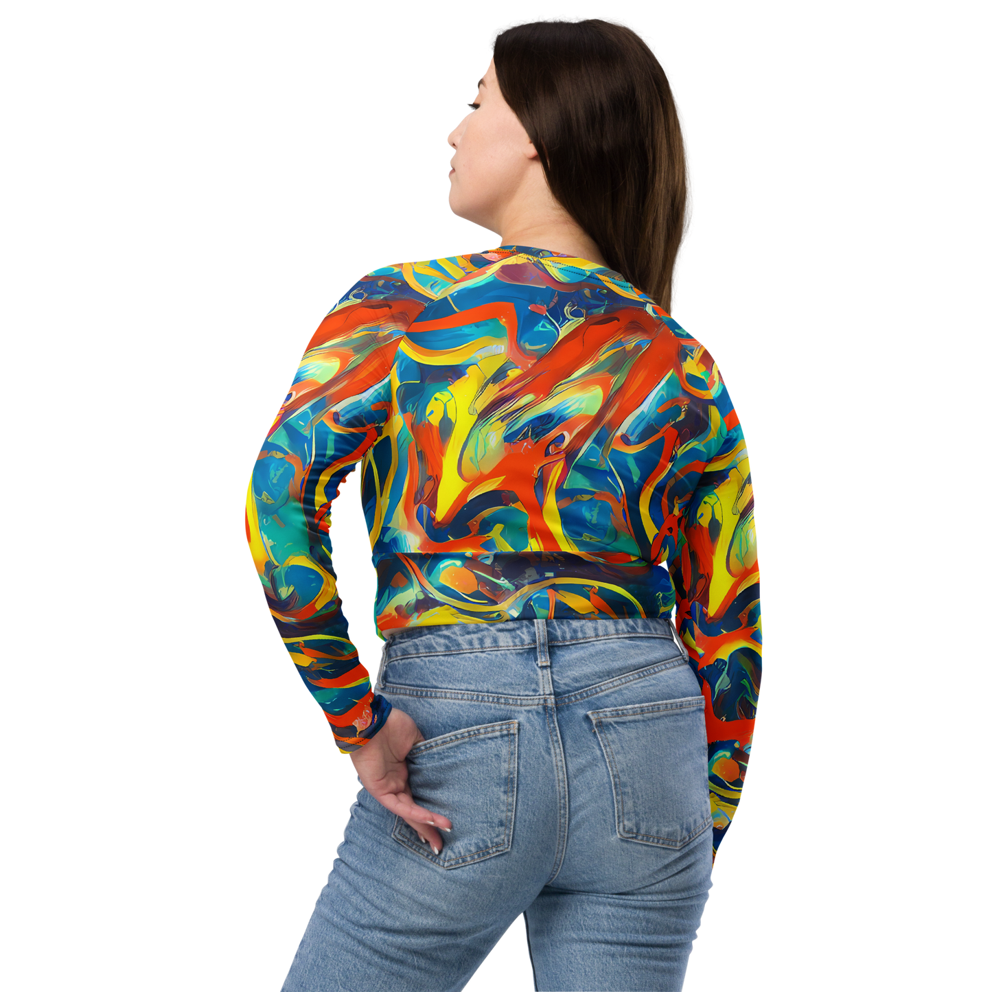 Long Sleeve Crop Top - Chromatic Fusion