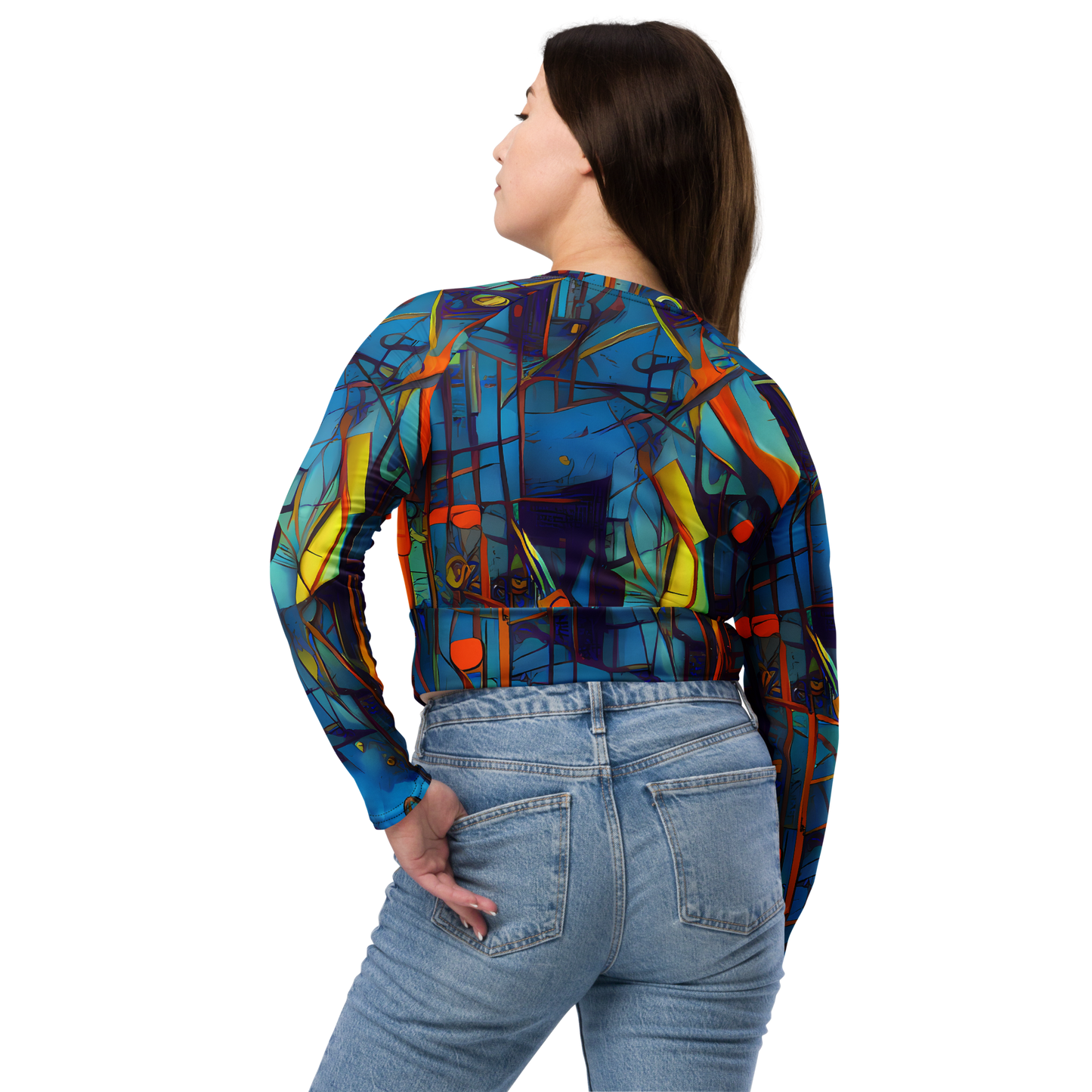 Long Sleeve Crop Top - Abstract Eddy