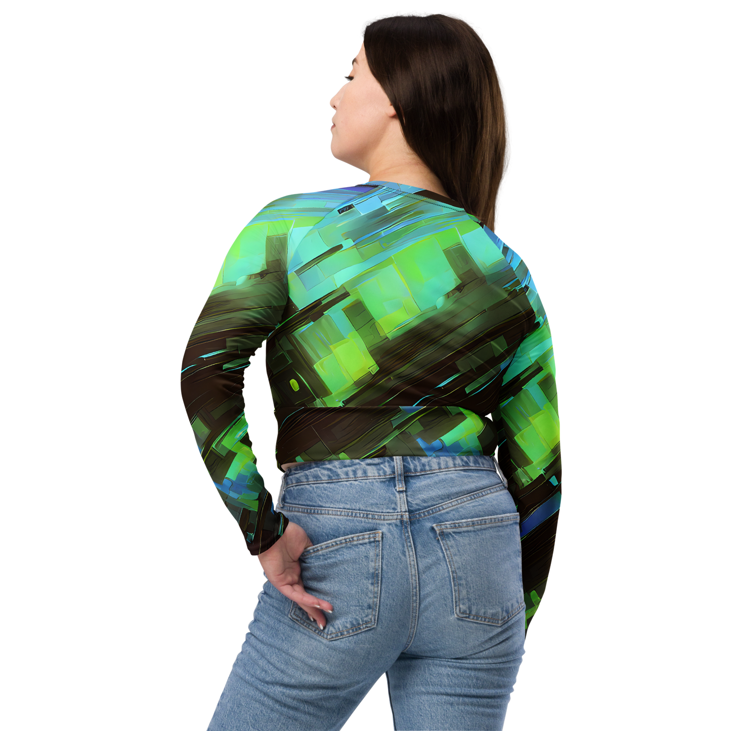 Long Sleeve Crop Top - Cyber Shard