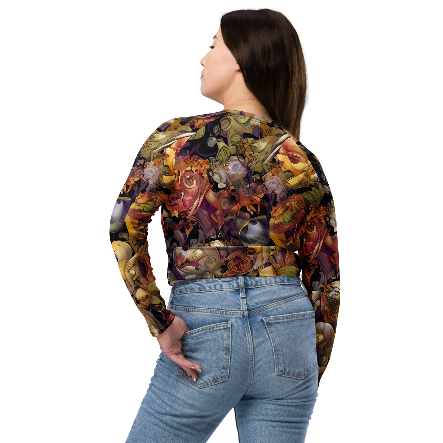 Long Sleeve Crop Top - Arcimboldo Abundance