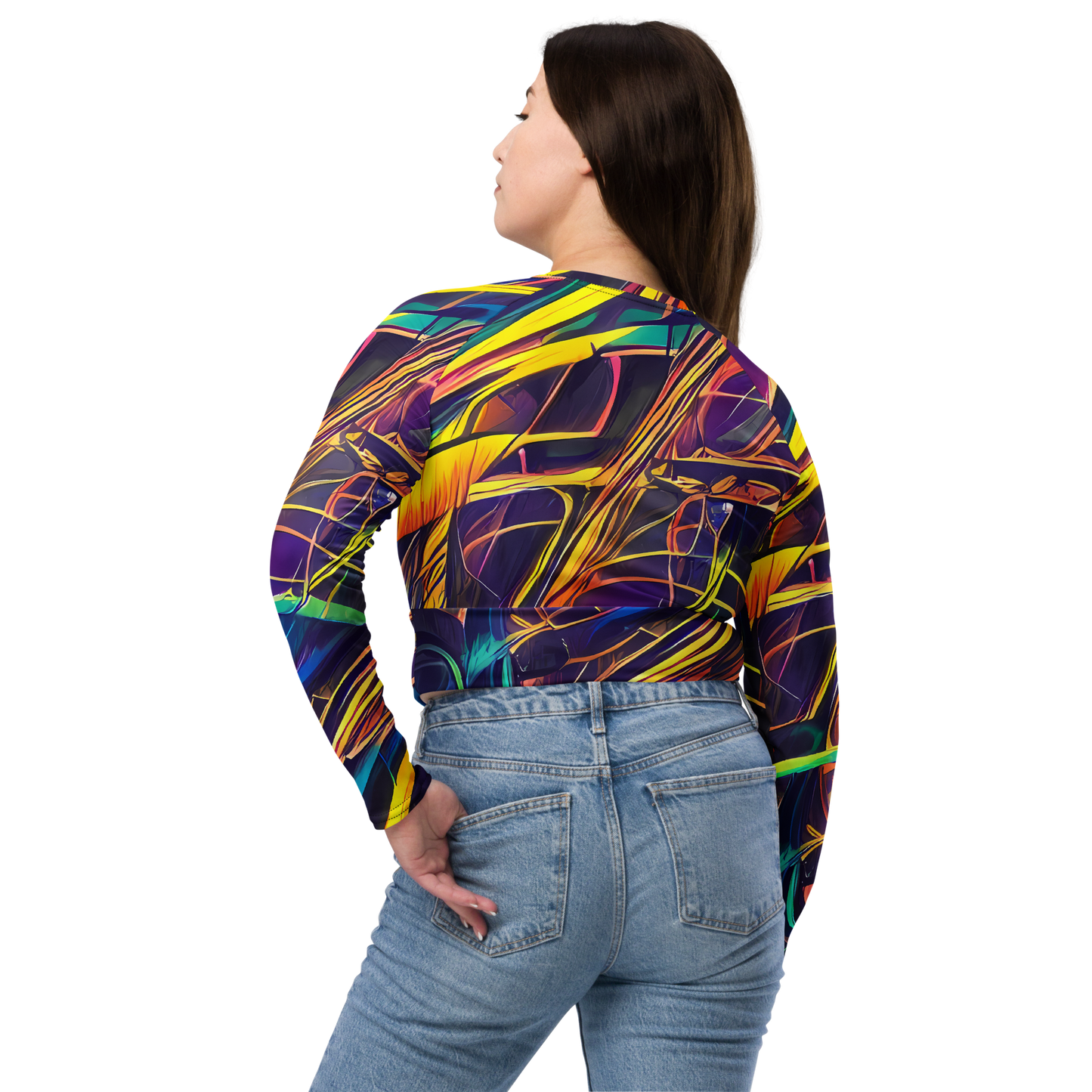 Long Sleeve Crop Top - Vector Rhapsody