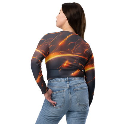 Long Sleeve Crop Top - Inferno Spirals