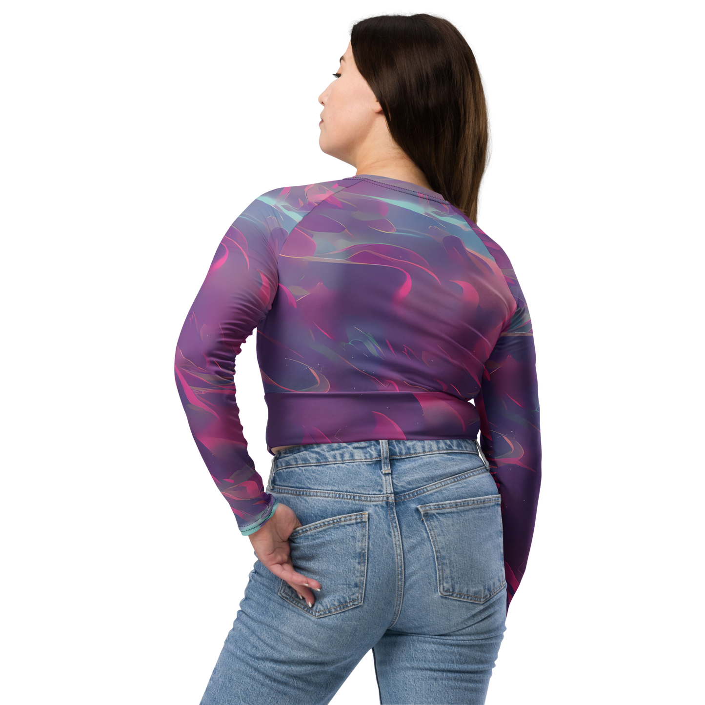 Long Sleeve Crop Top - Dreamscape Swirl