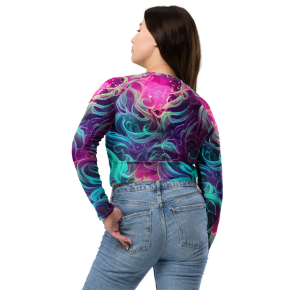 Long Sleeve Crop Top - Galactic Bloom