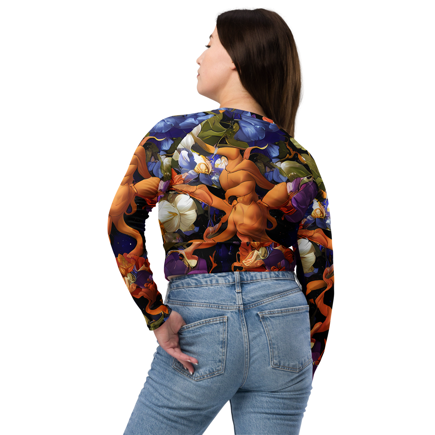 Long Sleeve Crop Top - Blooming Cosmos