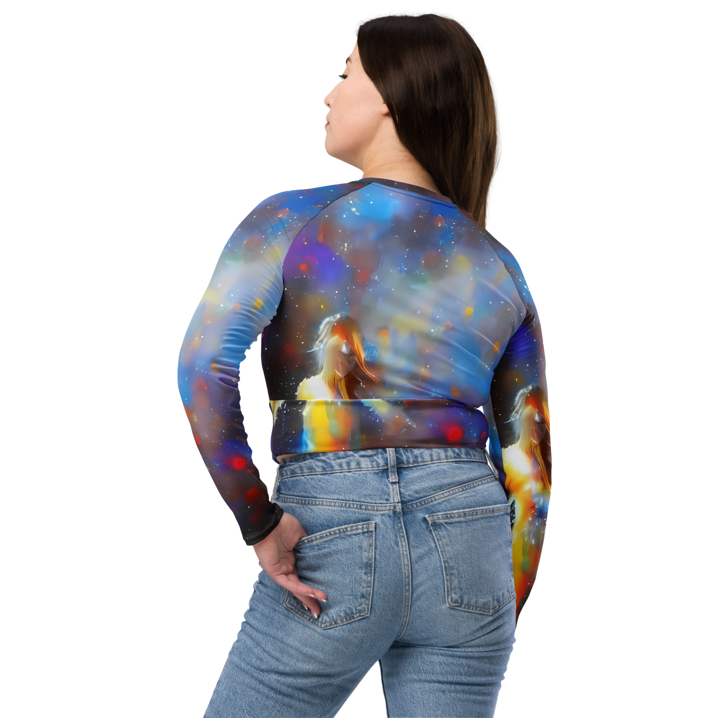 Long Sleeve Crop Top - Impressionist Drift