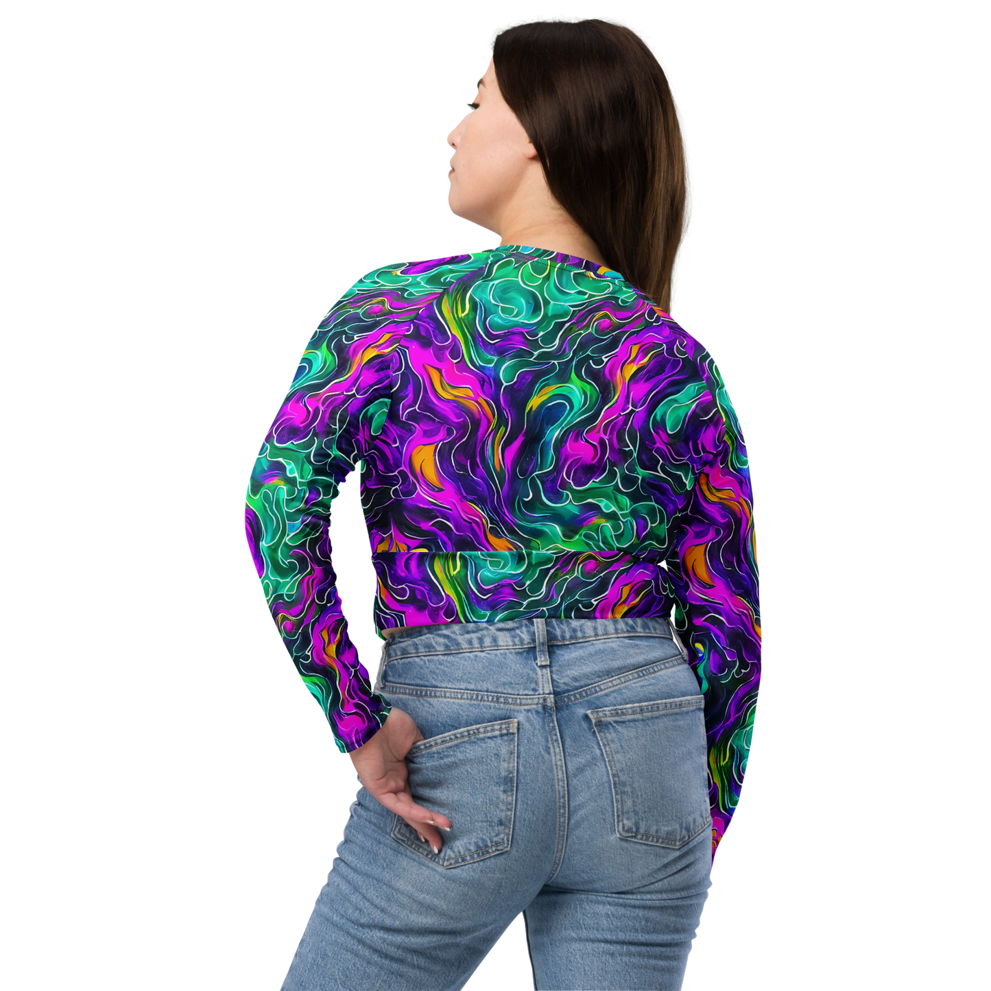 Long Sleeve Crop Top - Vortex Dream