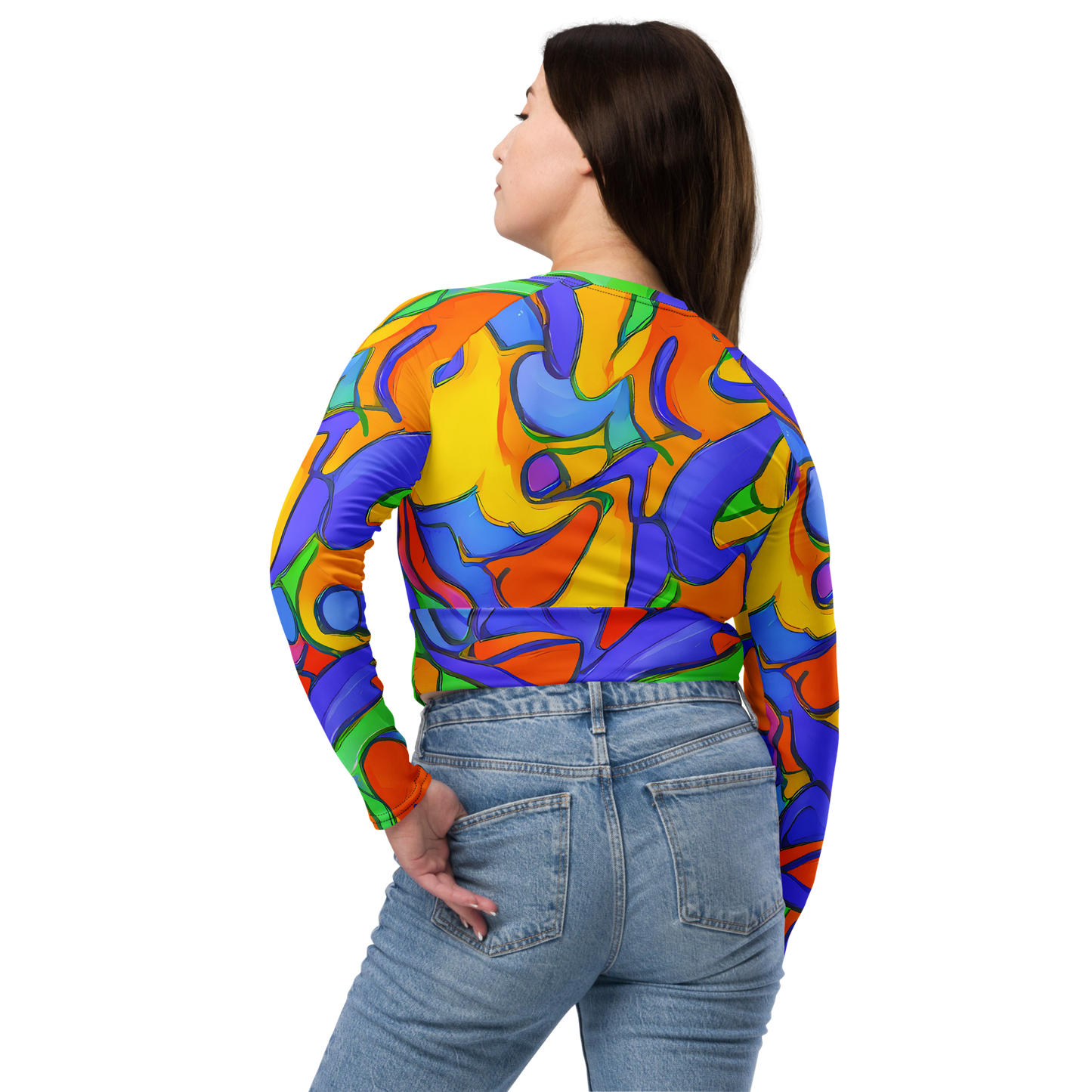 Long Sleeve Crop Top - Joffe Swirl