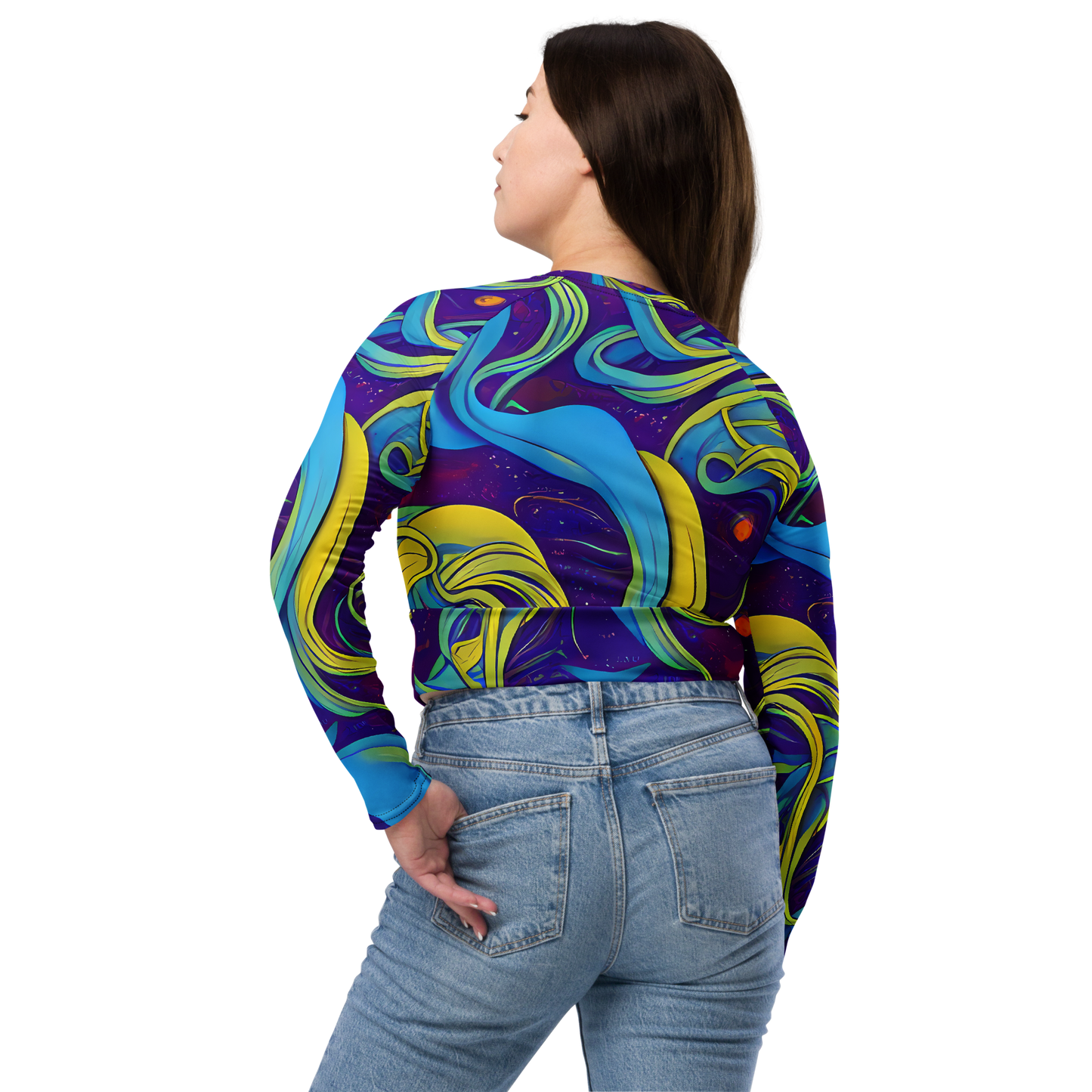 Long Sleeve Crop Top - Stellar Swirls