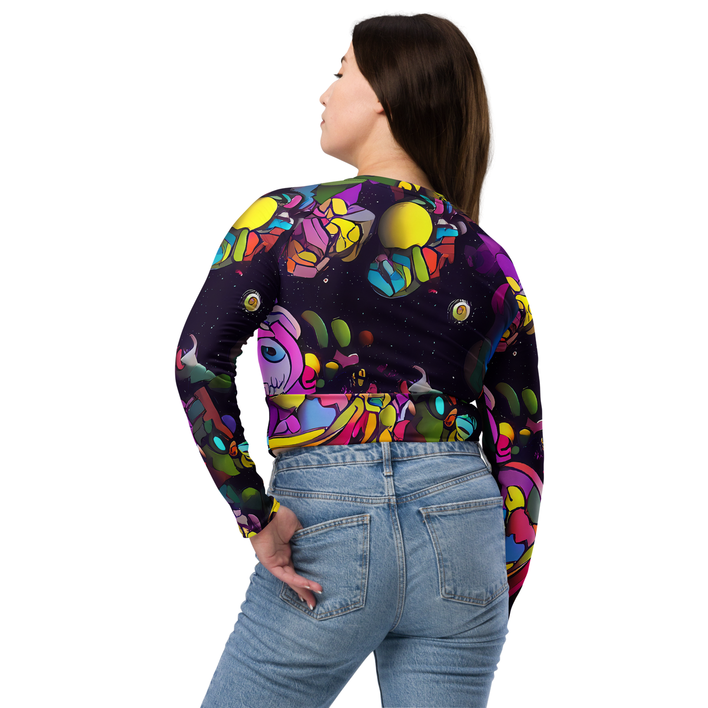 Long Sleeve Crop Top - Galactic Playground